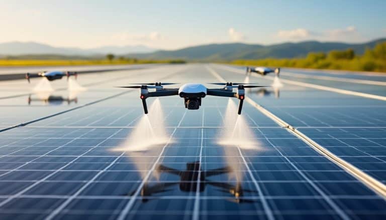 découvrez comment les drones d’entretien nettoient les panneaux solaires des parcs photovoltaïques et contribuent à préserver leur rendement.